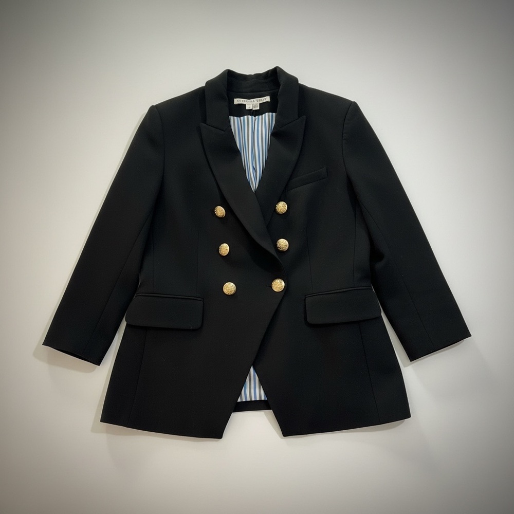 🖤 Veronica Beard Black Empire Dickey Jacket – Gold Buttons – Size 8 – Rare